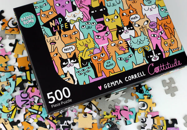 Gemma Correll - Bubble Tea Cat Enamel Pin for Badge Bomb