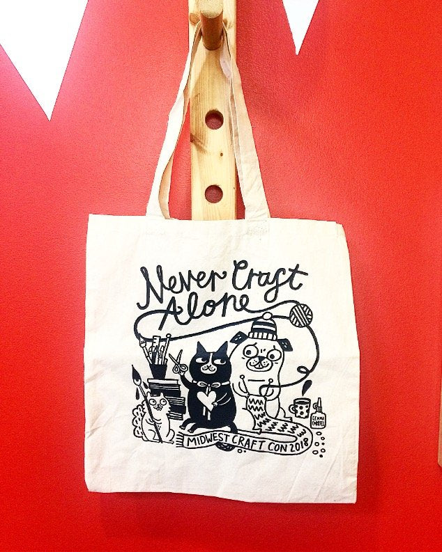 Never Craft Alone tote bag